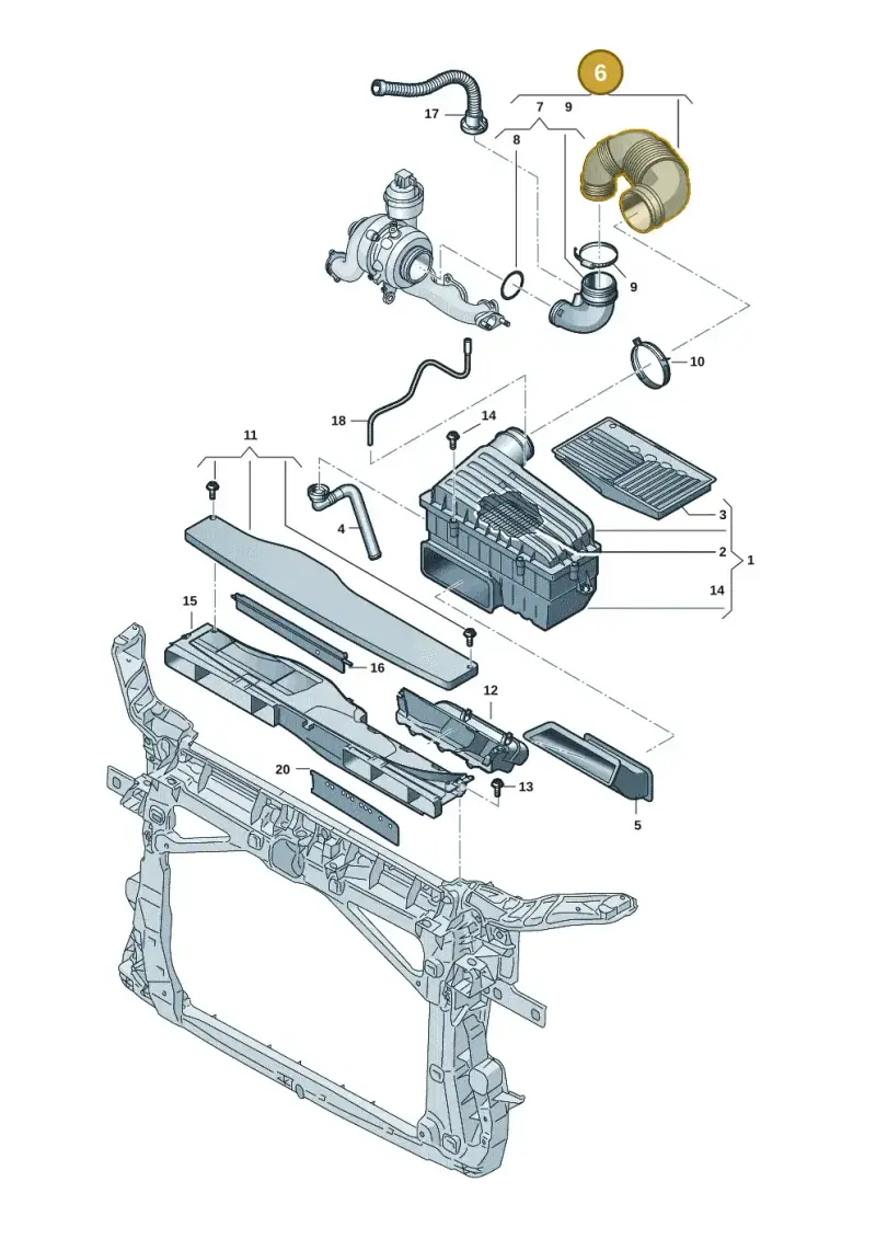 5WA129654A — Volkswagen Passat estate (2023-) diagram 5h0129070, position 6