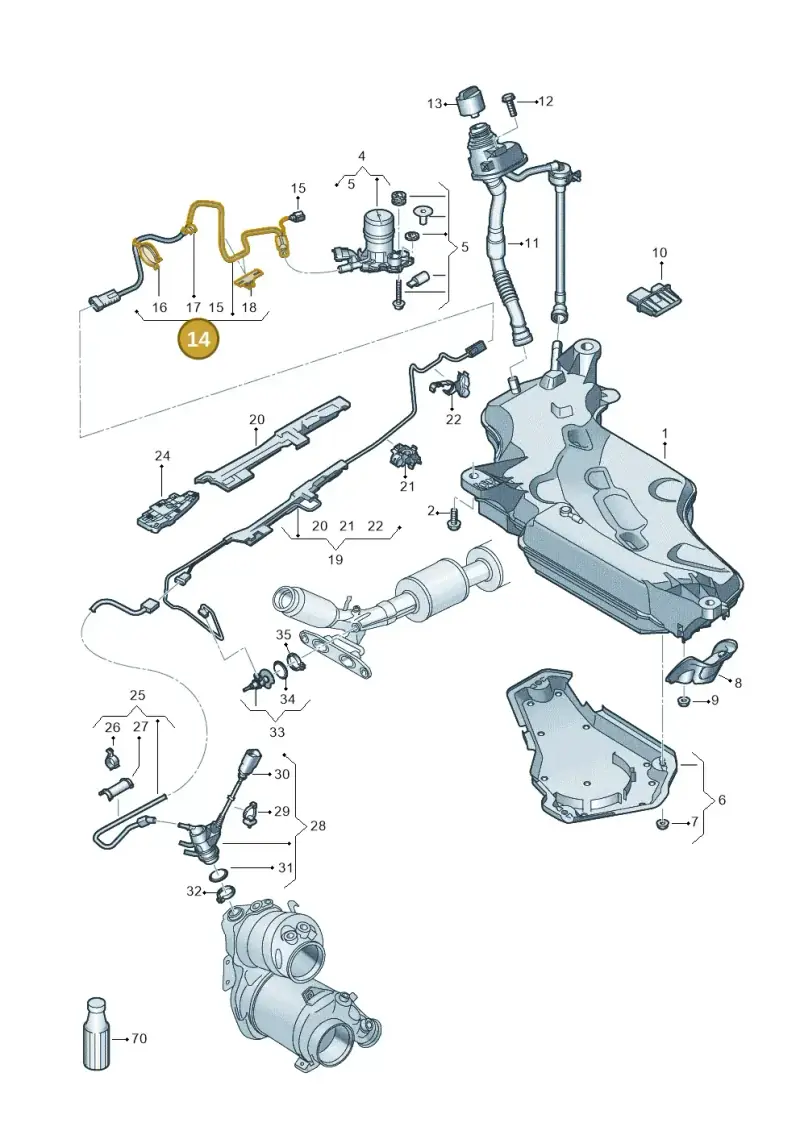 5WA131983 — Volkswagen Golf 2.0 BlueMotion (2019-2024) diagram 5h0253102, position 14