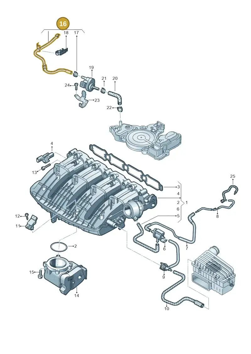 5WA133366A — Volkswagen Golf 2.0 BlueMotion (2019-2024) diagram 813133090, position 16