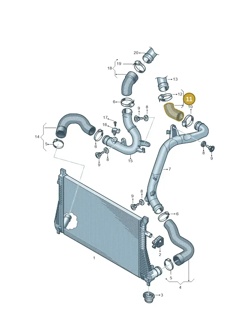 5WA145828F — Volkswagen Golf 2.0 BlueMotion (2019-2024) diagram 746145780, position 11