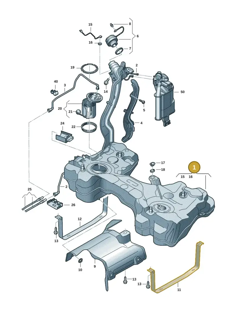 5WA201055B — Volkswagen Golf 2.0 BlueMotion (2019-2024) diagram 5h0201047, position 1