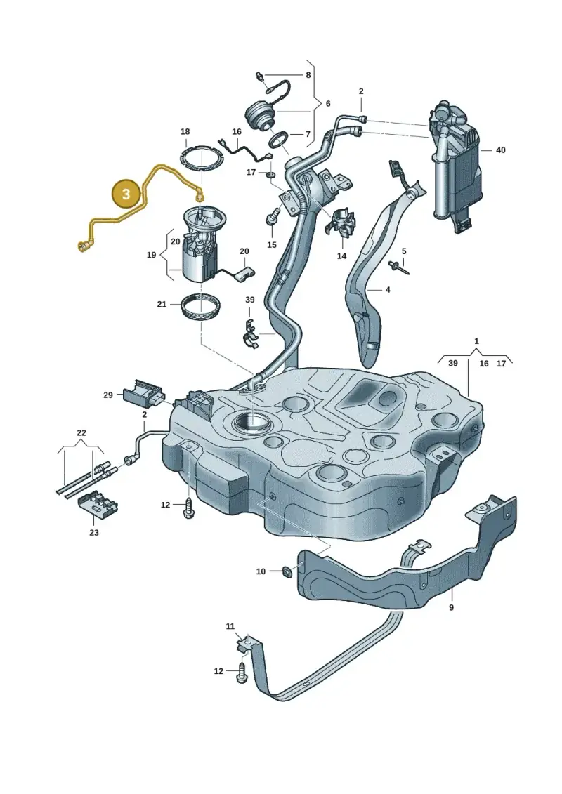 5WA201293B — Volkswagen Golf 2.0 BlueMotion (2019-2024) diagram 5h0201045, position 3