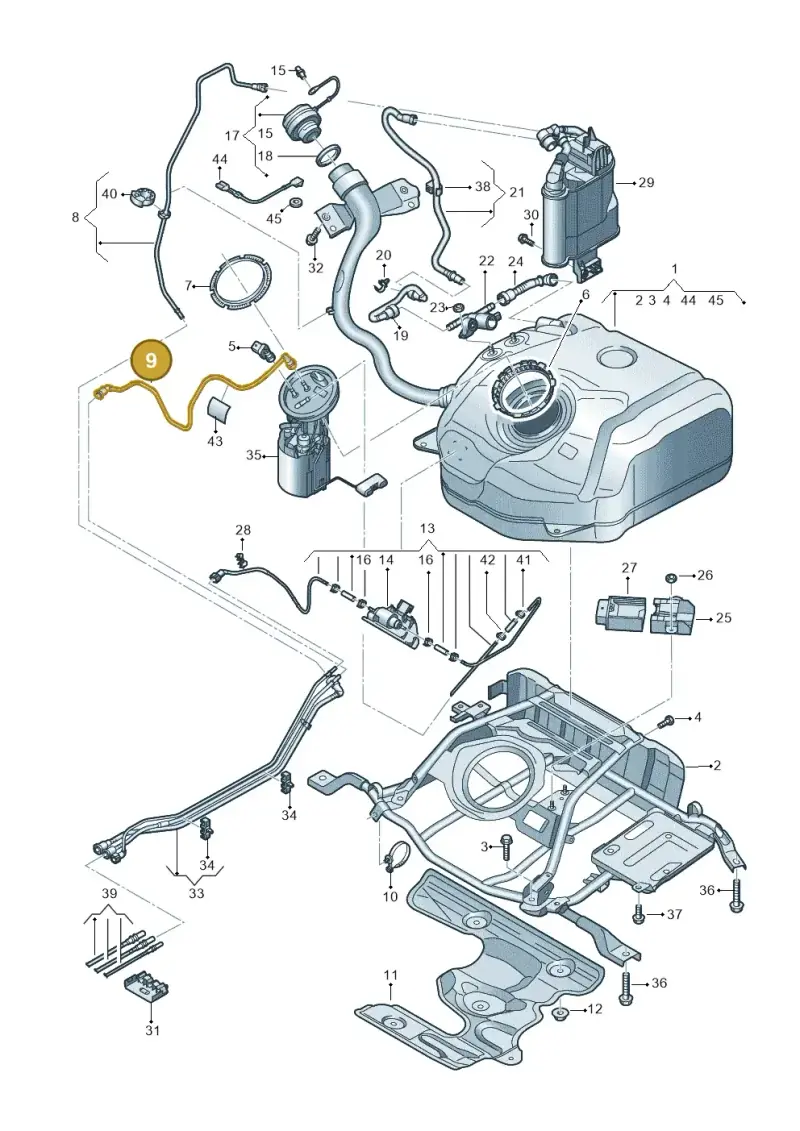 5WA201293M — Volkswagen Golf 2.0 BlueMotion (2019-2024) diagram 5h0201050, position 9