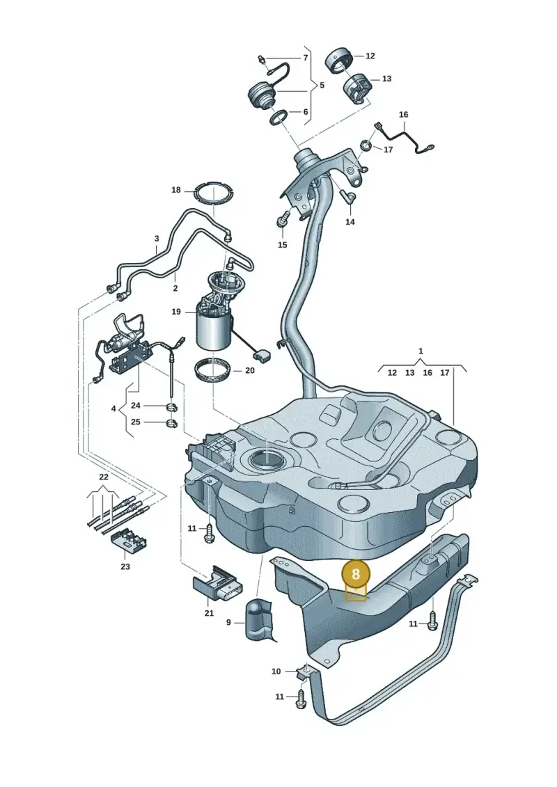 5WA201307D — Volkswagen Golf 2.0 BlueMotion (2019-2024) diagram 5h0201065, position 8
