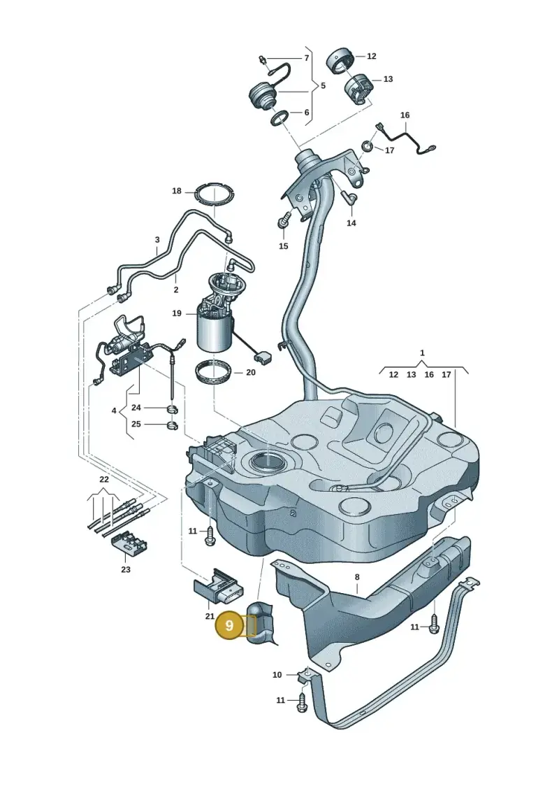 5WA201308 — Volkswagen Golf 2.0 BlueMotion (2019-2024) diagram 5h0201065, position 9
