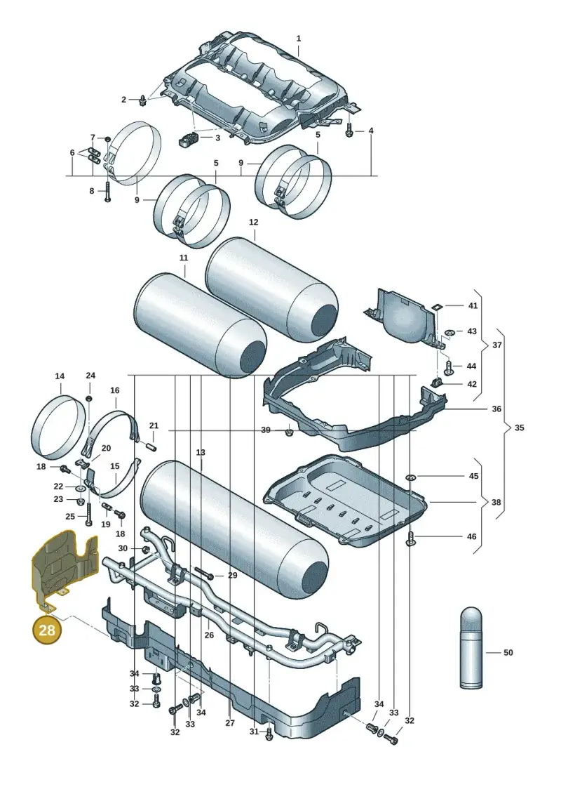 5WA201546A — Volkswagen Golf 2.0 BlueMotion (2019-2024) diagram 5h0201010, position 28