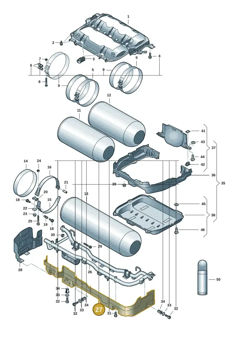 5WA201546C — Volkswagen Golf 2.0 BlueMotion (2019-2024) diagram 5h0201010, position 27