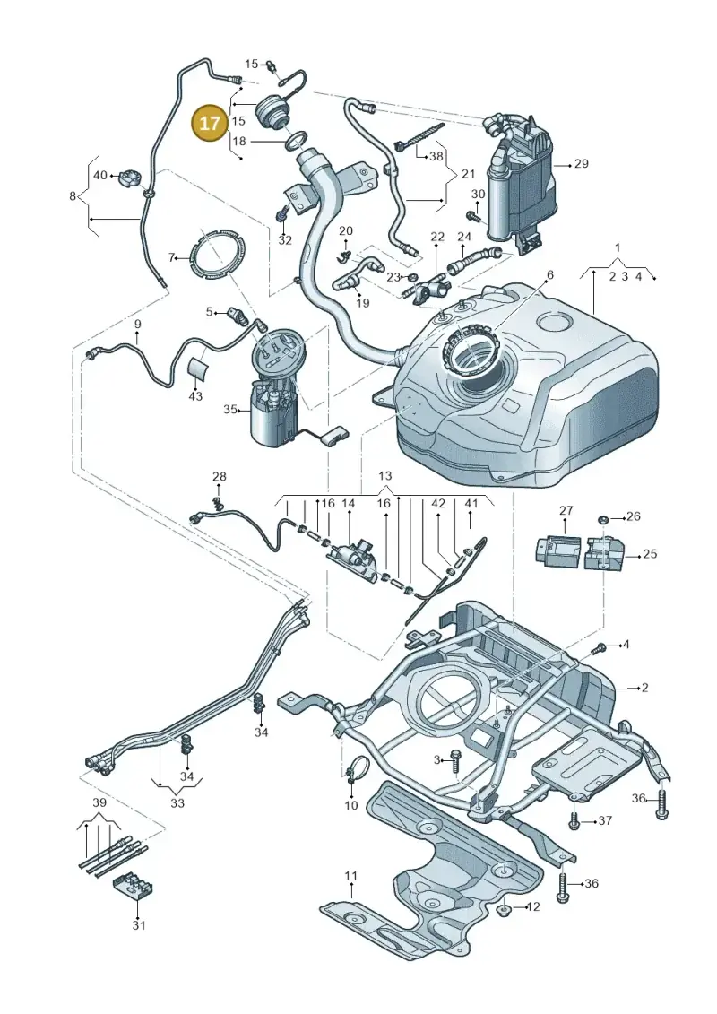 5WA201550AN — Volkswagen Golf 2.0 (2016-2020) diagram 746201500, position 17