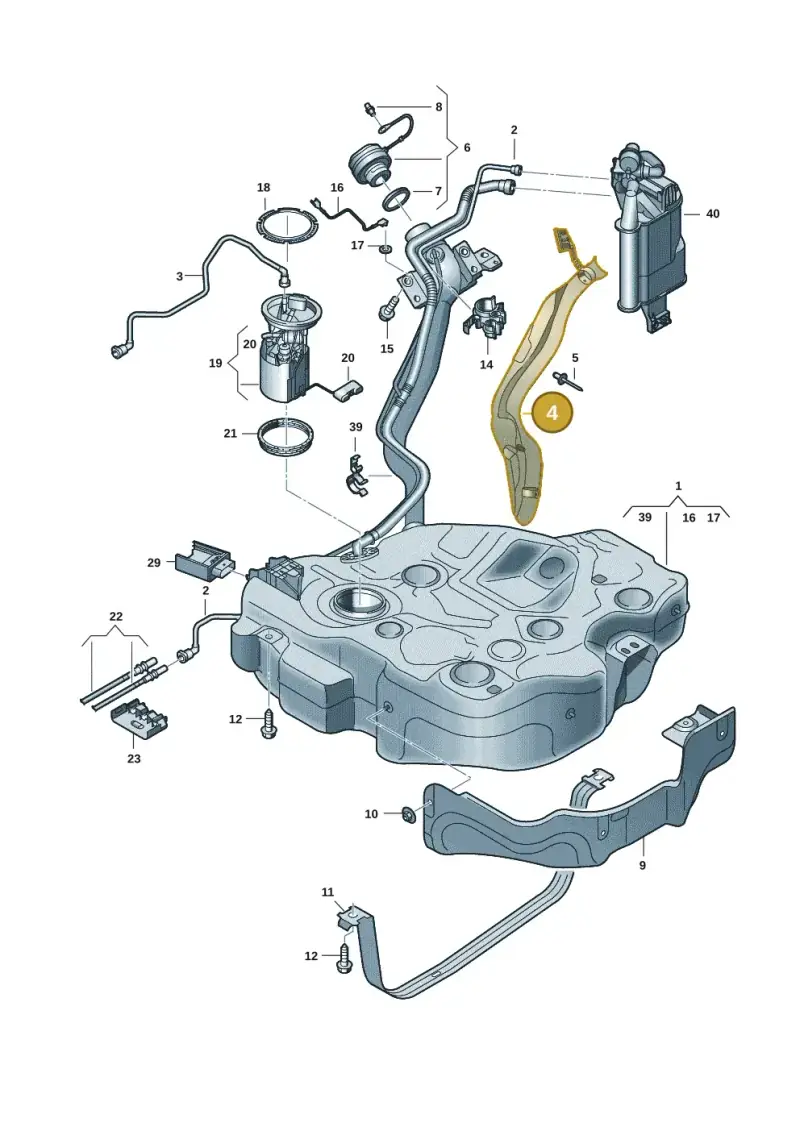 5WA201974 — Volkswagen Golf 2.0 BlueMotion (2019-2024) diagram 5h0201045, position 4