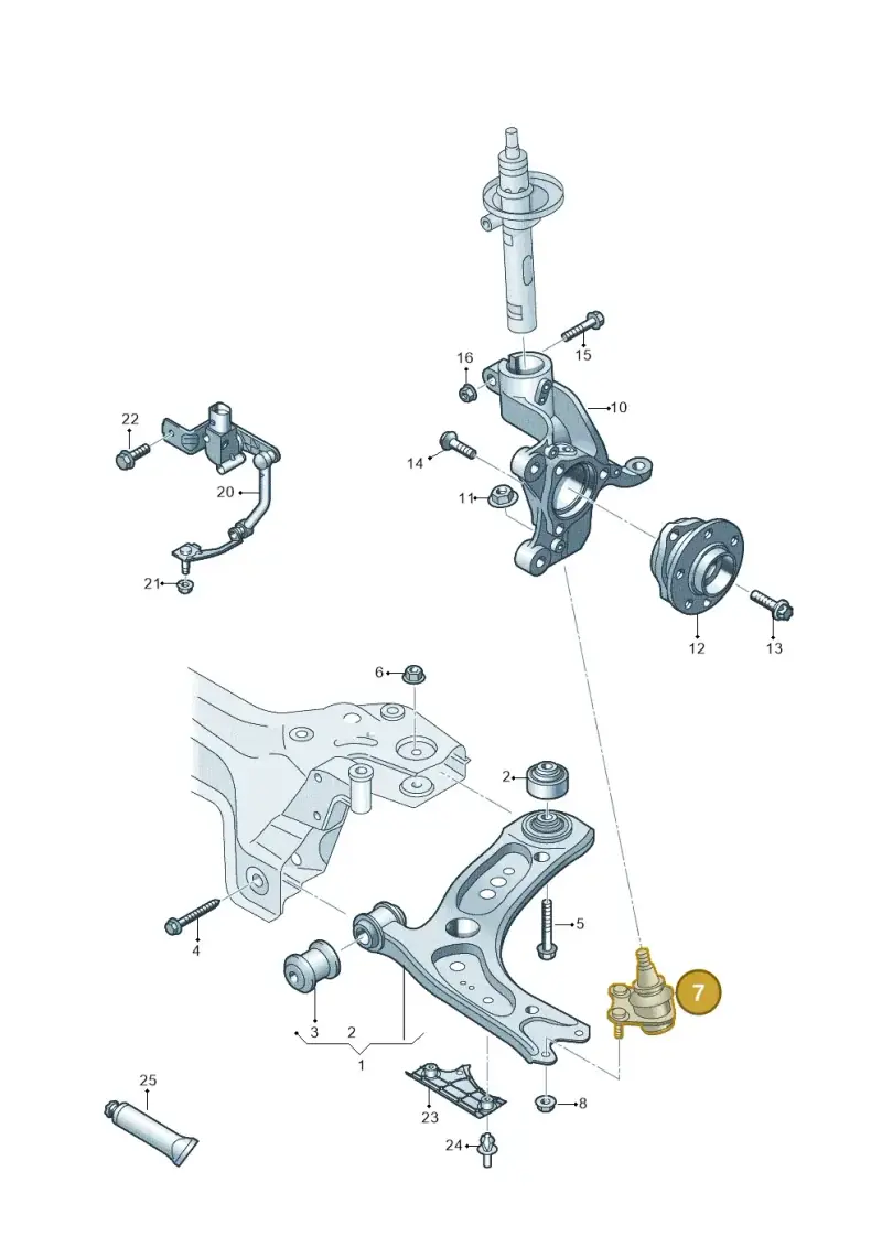 5WA407366 — Volkswagen Golf 2.0 BlueMotion (2019-2024) diagram 5h0407000, position 7