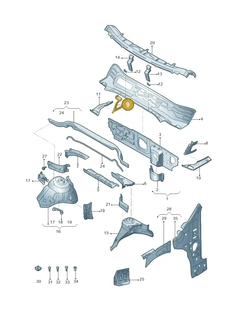 5WA803344 — Volkswagen Taos 1.4 (2020-2024) diagram 588805500, position 9