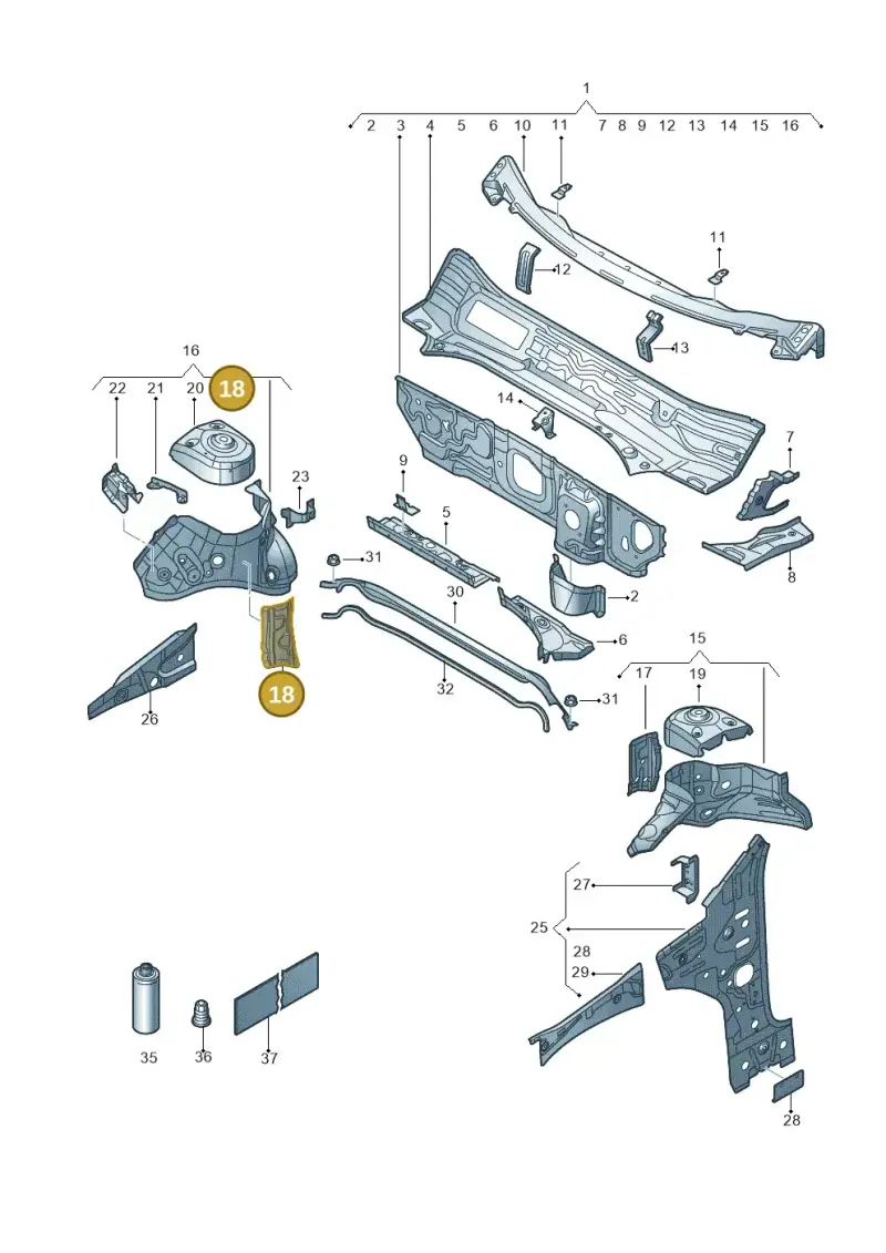 5WA805078 — Volkswagen T-Roc (2018-) diagram 813805500, position 18