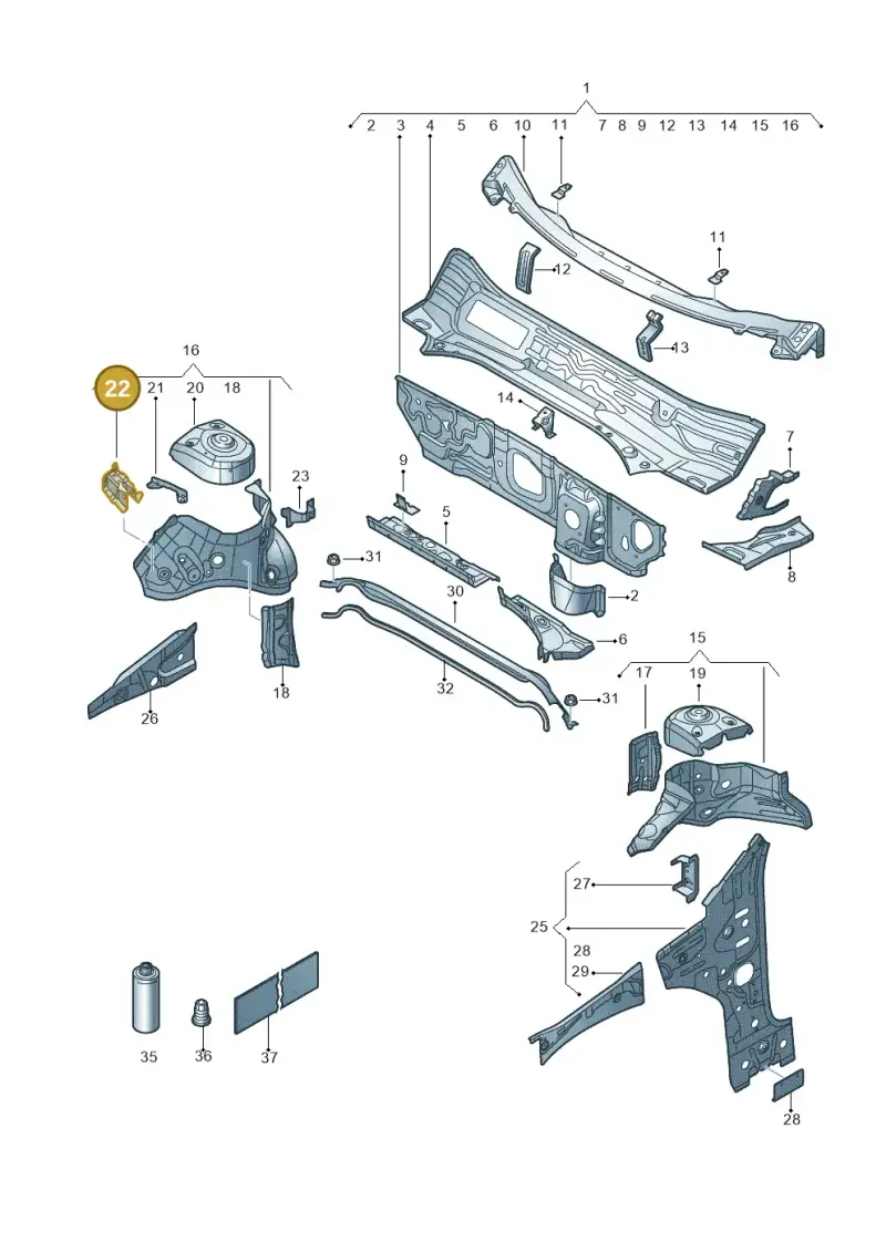 5WA810812A — Volkswagen T-Roc (2018-) diagram 813805500, position 22