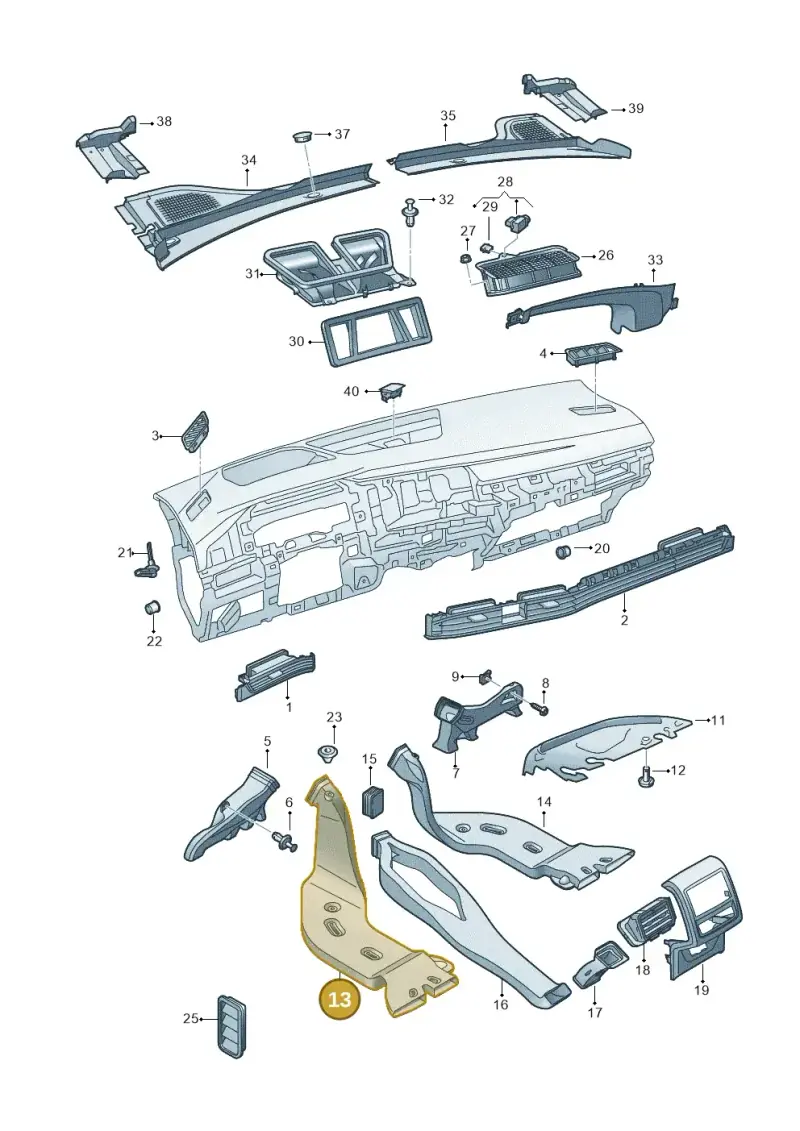 5WA819805B — Volkswagen Golf 2.0 BlueMotion (2019-2024) diagram 5h0819300, position 13