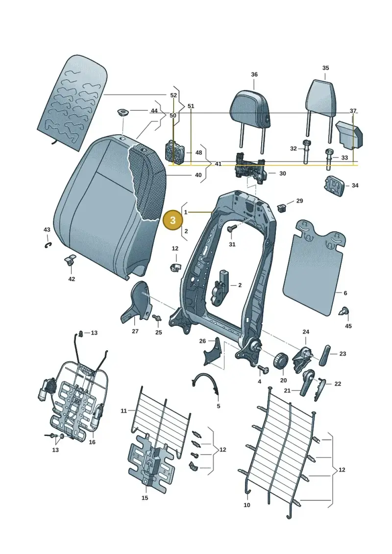 5WA881045R — Volkswagen Golf 2.0 BlueMotion (2019-2024) diagram 5h0881500, position 3