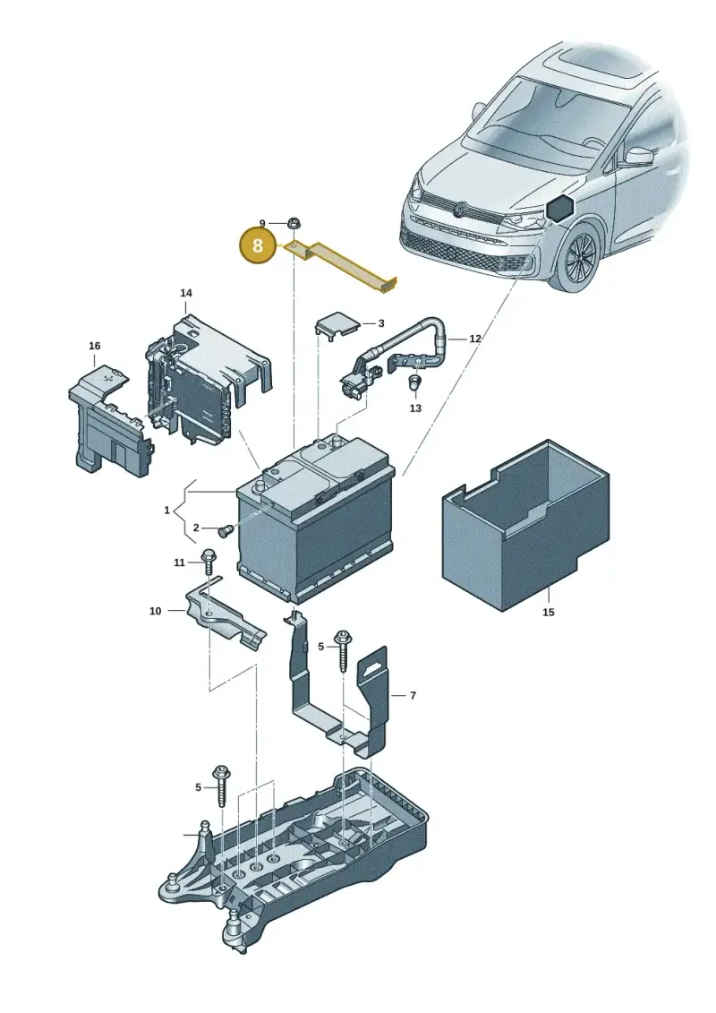 5WA915313B — Volkswagen Caddy Maxi Kombi (2020-2024) diagram 2ka915000, position 8