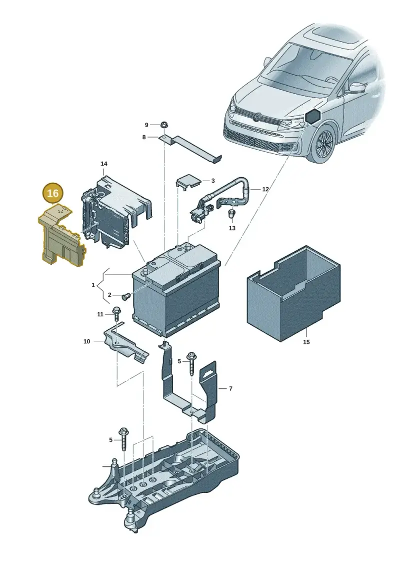 5WA915429A — Volkswagen Caddy Maxi Kombi (2020-2024) diagram 2ka915000, position 16