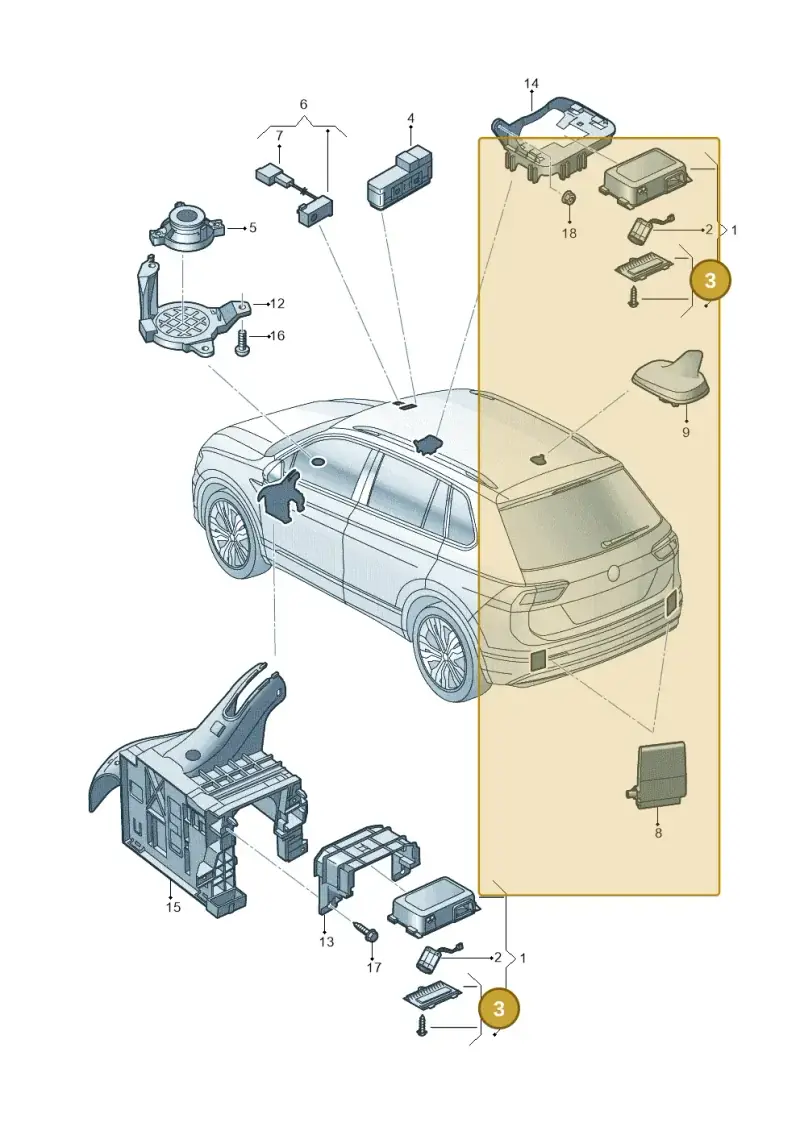 5WA998058A — Volkswagen Tiguan 2.0 4Motion (2016-2024) diagram 884035600, position 3