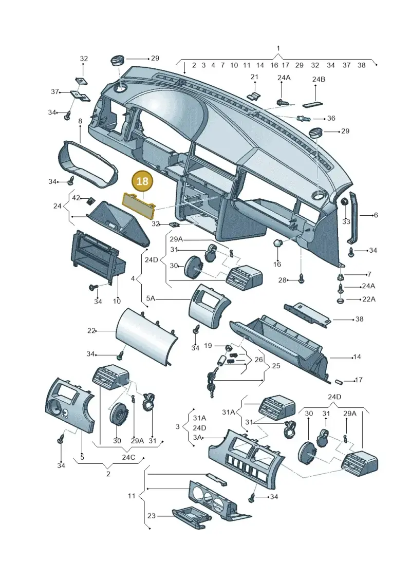 5X0857231A1NN — Volkswagen GOL 2P/4P            M.06> (2005-) diagram 303857100, position 18
