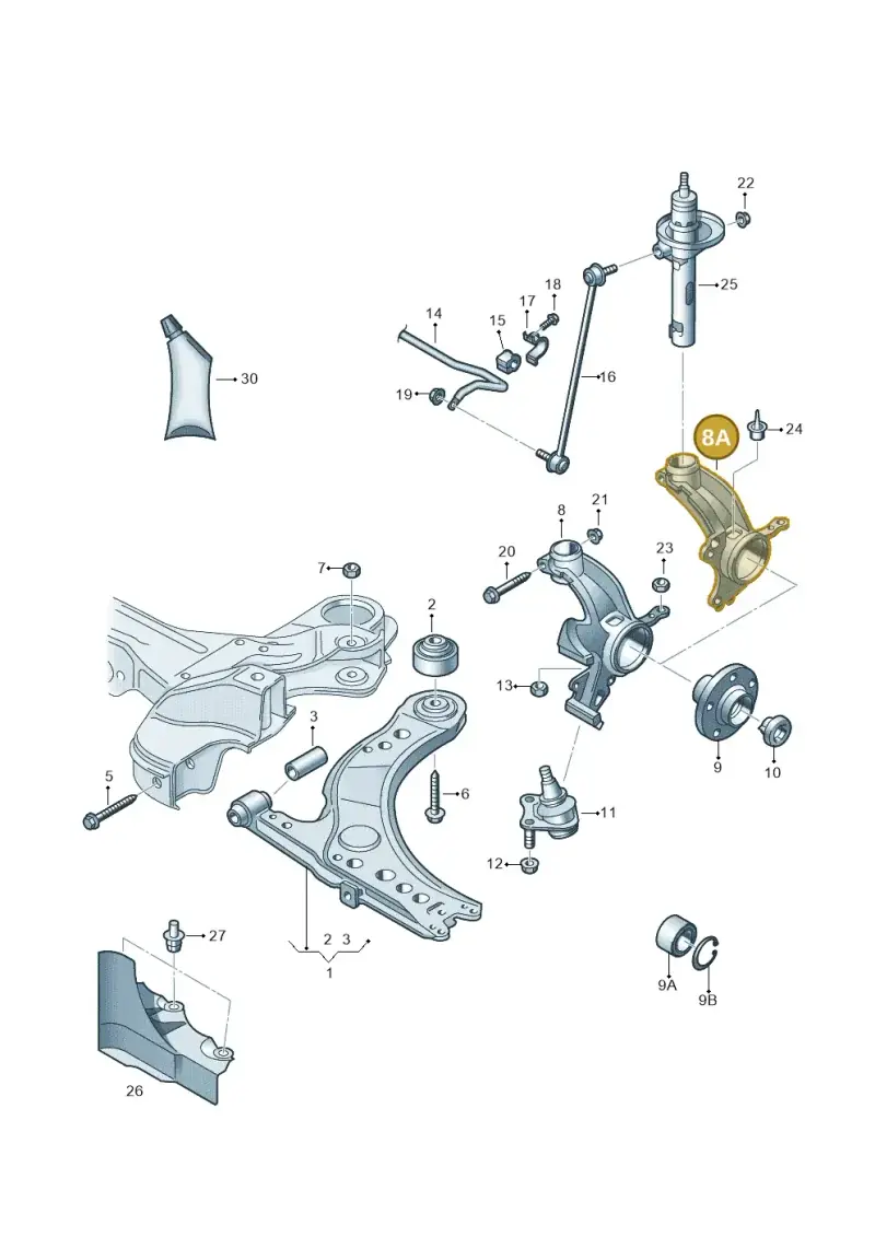 6C0407256A — Volkswagen Polo (2009-2014) diagram 677407000, position 8A