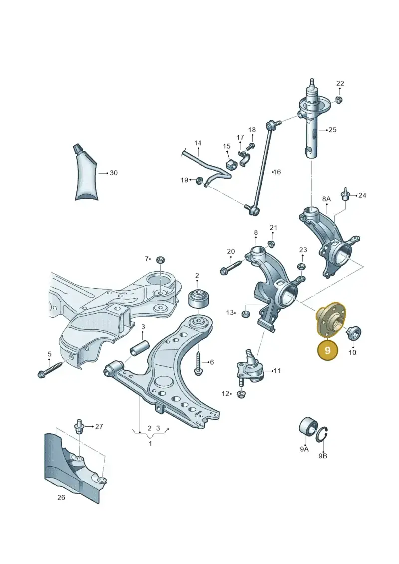 6C0407621 — Volkswagen Polo (2009-2014) diagram 677407000, position 9