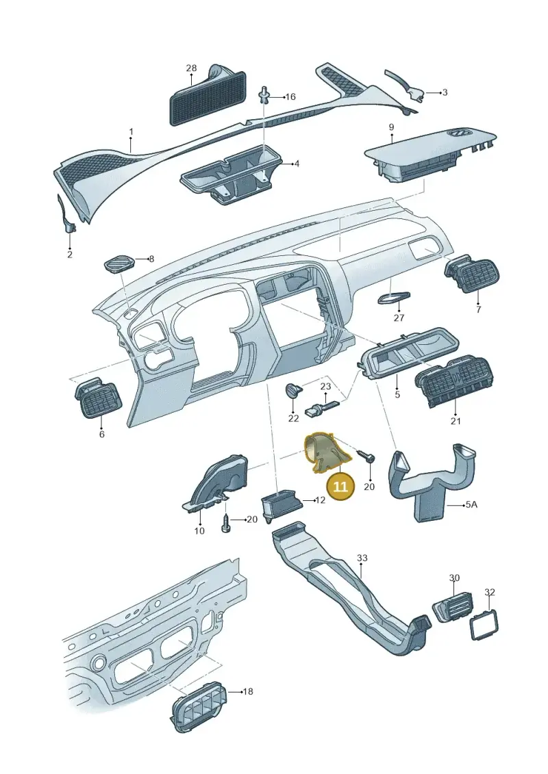 6C2819152 — Volkswagen Polo (2009-2014) diagram 677819350, position 11