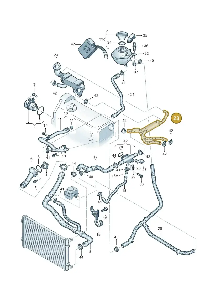 6E0121156B — Volkswagen LUPO/3L TDI (2003-2005) diagram 231121350, position 23