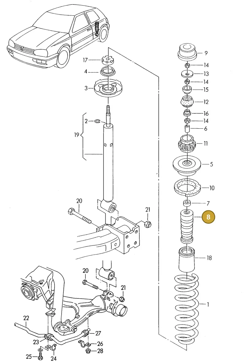 6K0512131A — Volkswagen POLO (1994-1999) diagram 143511100, position 8