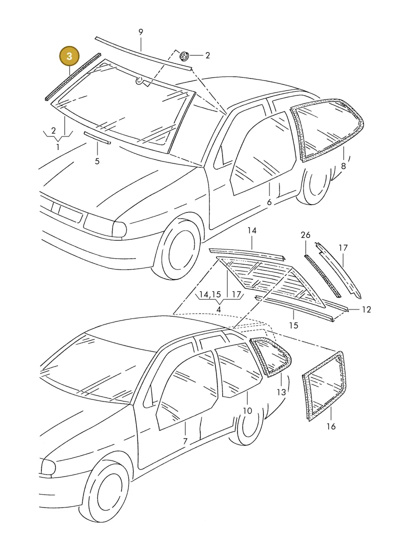 6K0845349C — Volkswagen POLO CLASSIC/VARIANT (1996-1999) diagram 242845200, position 3