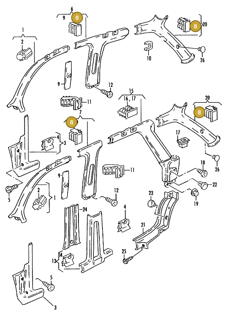 6K0867838 — Volkswagen POLO CLASS./PL. "ZA" (1996-2003) diagram 250867650, position 8