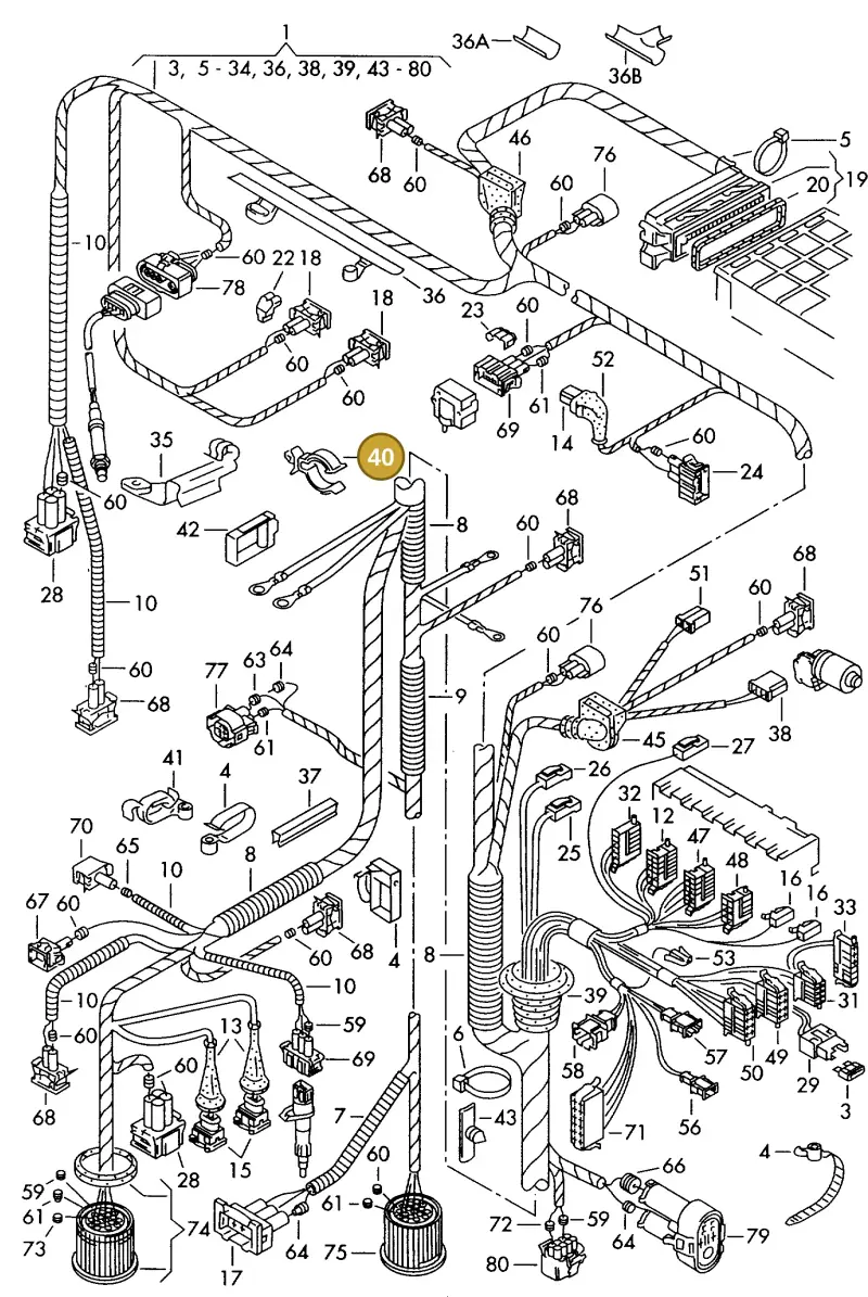 6K0971847A — Volkswagen GOLF CABRIO (2002-2002) diagram 159971460, position 40