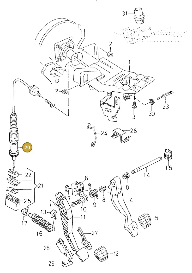 6K1721335C — Volkswagen Derby (MEX) (1994-1996) diagram 138721250, position 20