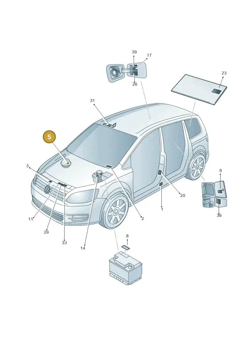 6N0010231Q — Volkswagen Sharan Blue Motion (2010-2015) diagram 689010000, position 5