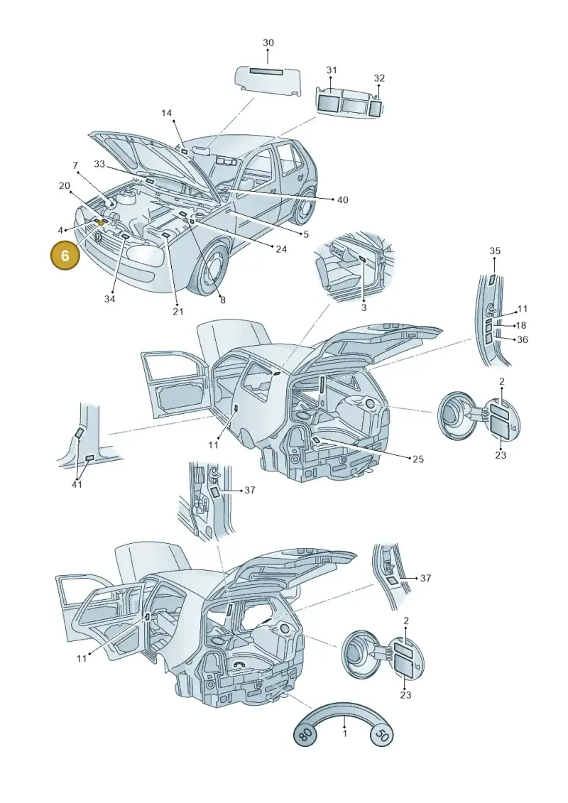 6N0010231Q — Volkswagen Polo (2012-2014) diagram 203010000, position 6