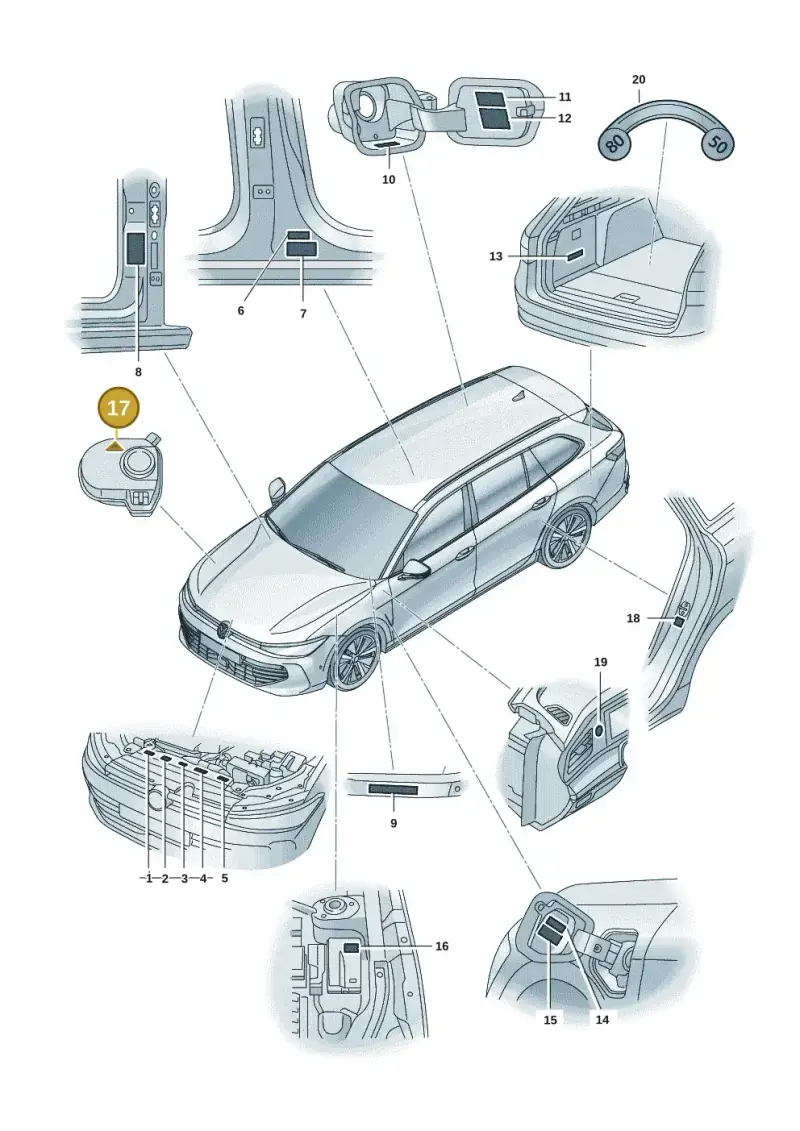 6N0010778L — Volkswagen Passat estate (2023-) diagram 3j0010000, position 17