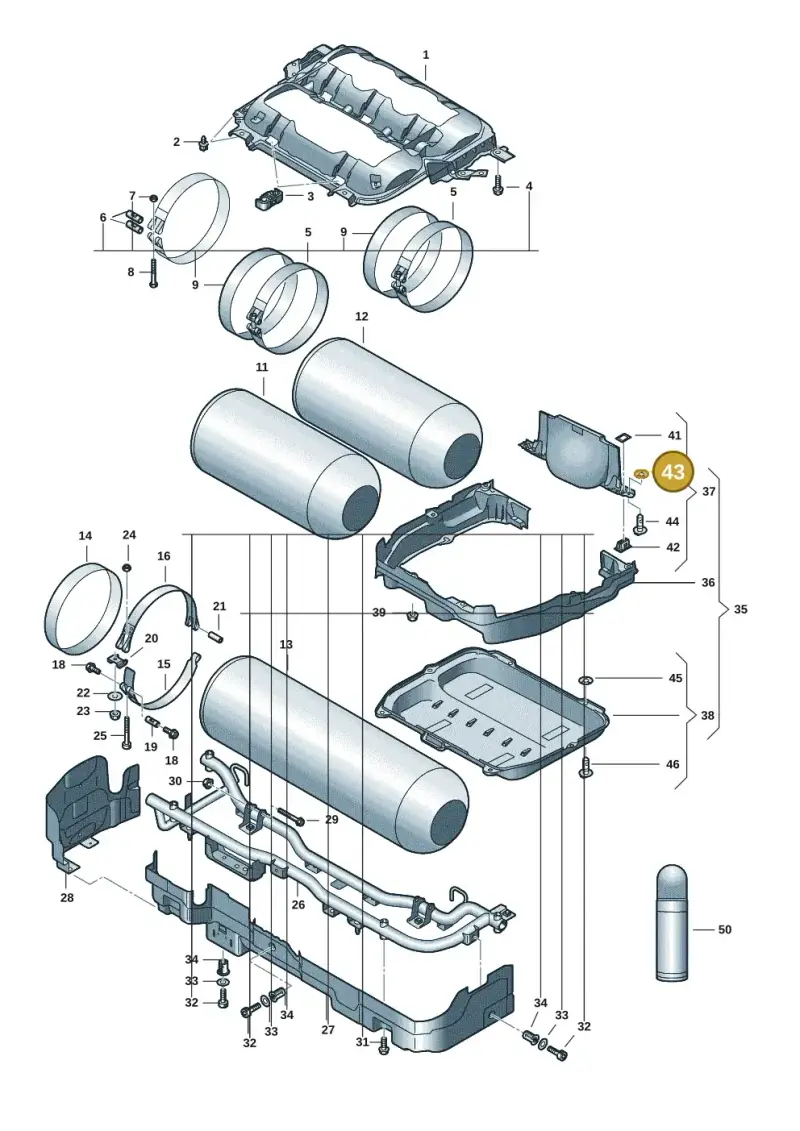 6N0129355 — Volkswagen Golf 2.0 BlueMotion (2019-2024) diagram 5h0201010, position 43