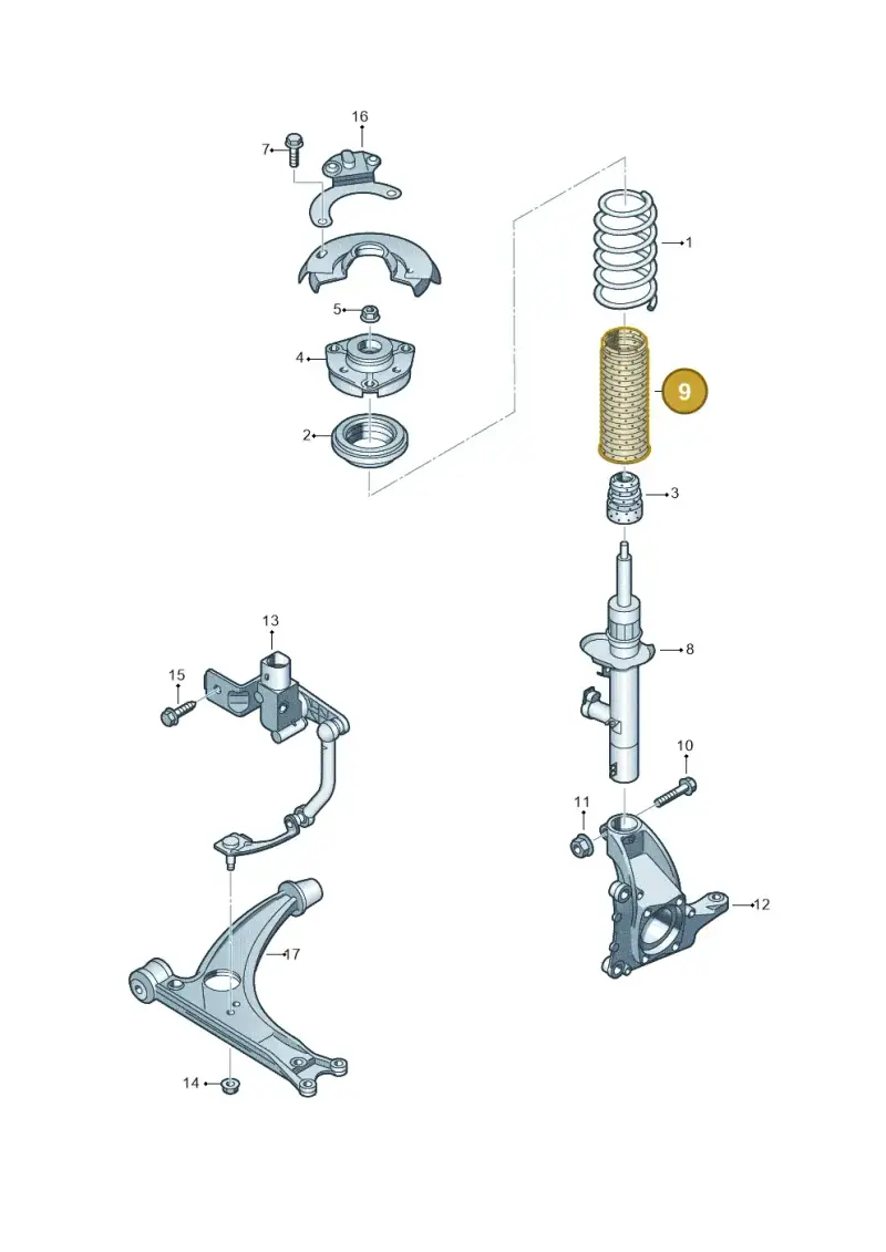 6N0413175A — Volkswagen Sharan BlueMotion (2015-2022) diagram 645411100, position 9
