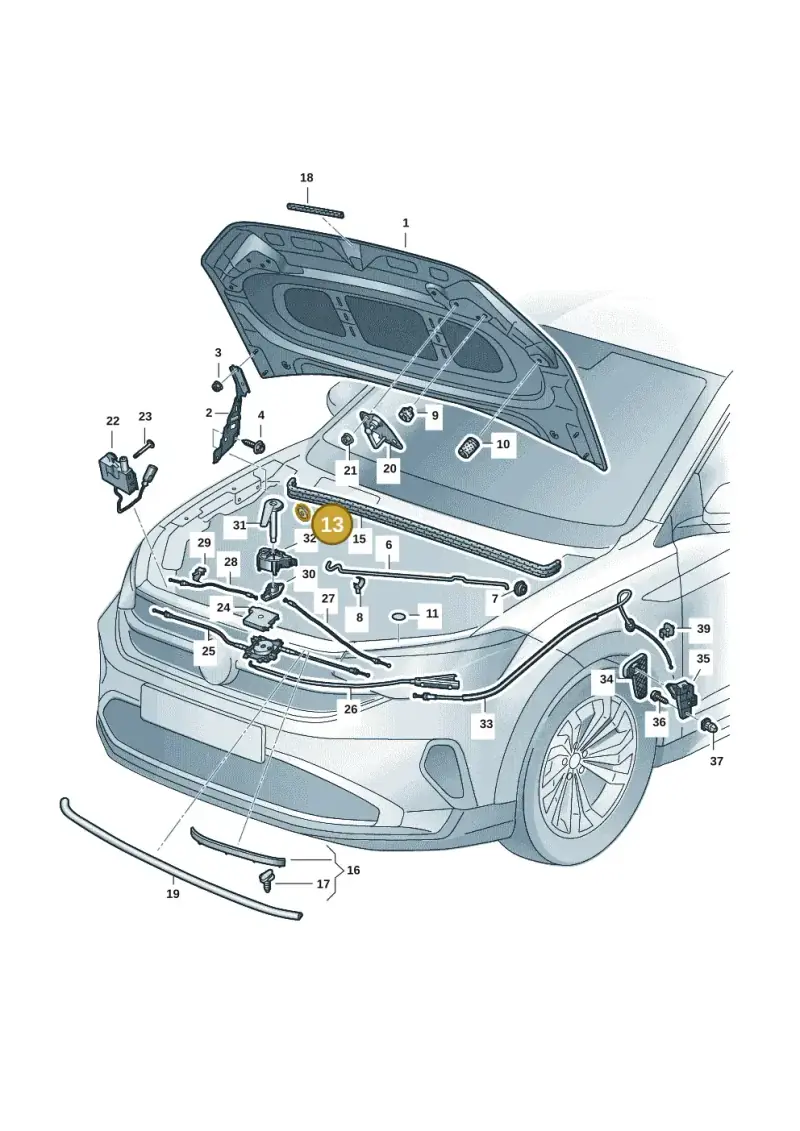 6N0419044 — Volkswagen Taigo (2021-2024) diagram 2f0823000, position 13