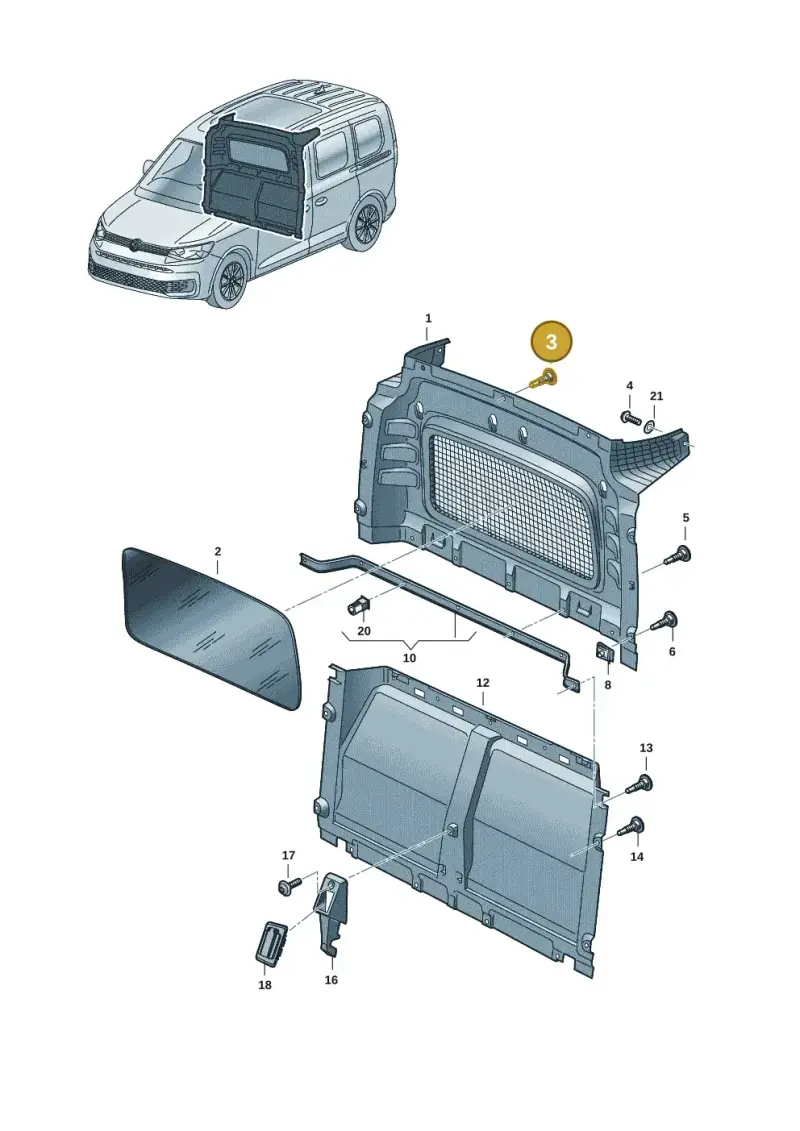 6N0807199 — Volkswagen Caddy Maxi Kombi (2020-2024) diagram 2ka863090, position 3