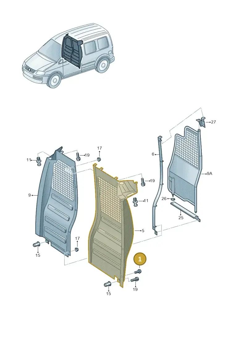 6N0807199 — Volkswagen Caddy kombi (2015-2020) diagram 443863900, position 1
