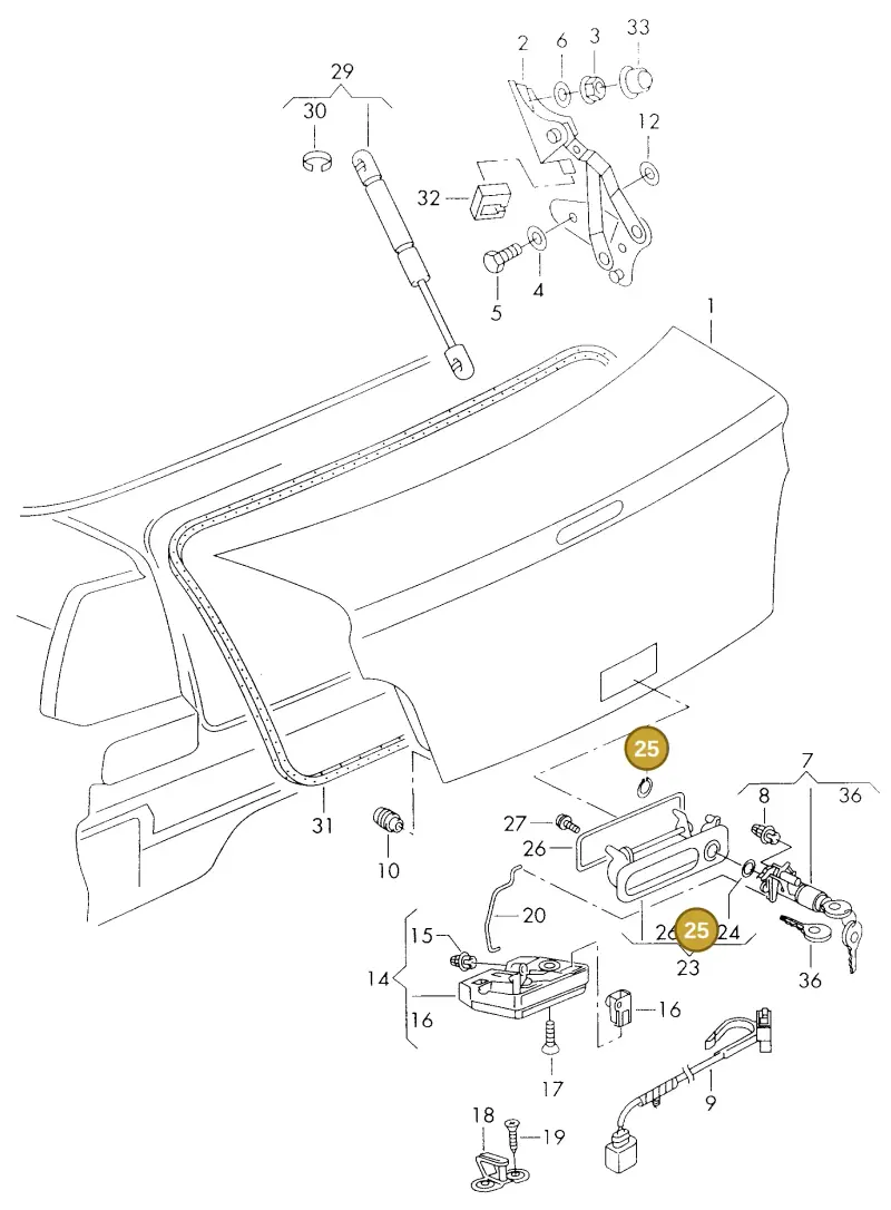 6N0827628 — Volkswagen GOLF CABRIO (2002-2002) diagram 214827000, position 25