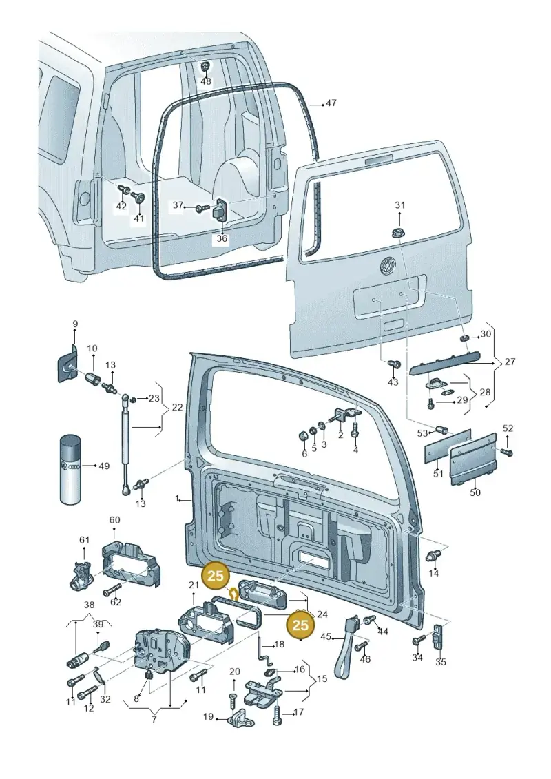 6N0827628 — Volkswagen Caddy panel van (2008-2010) diagram 443827300, position 25