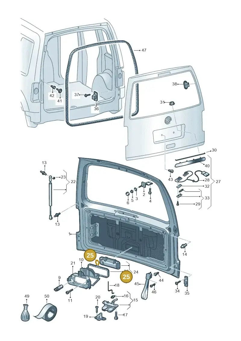 6N0827628 — Volkswagen Caddy Maxi Kombi (2010-2015) diagram 690827300, position 25