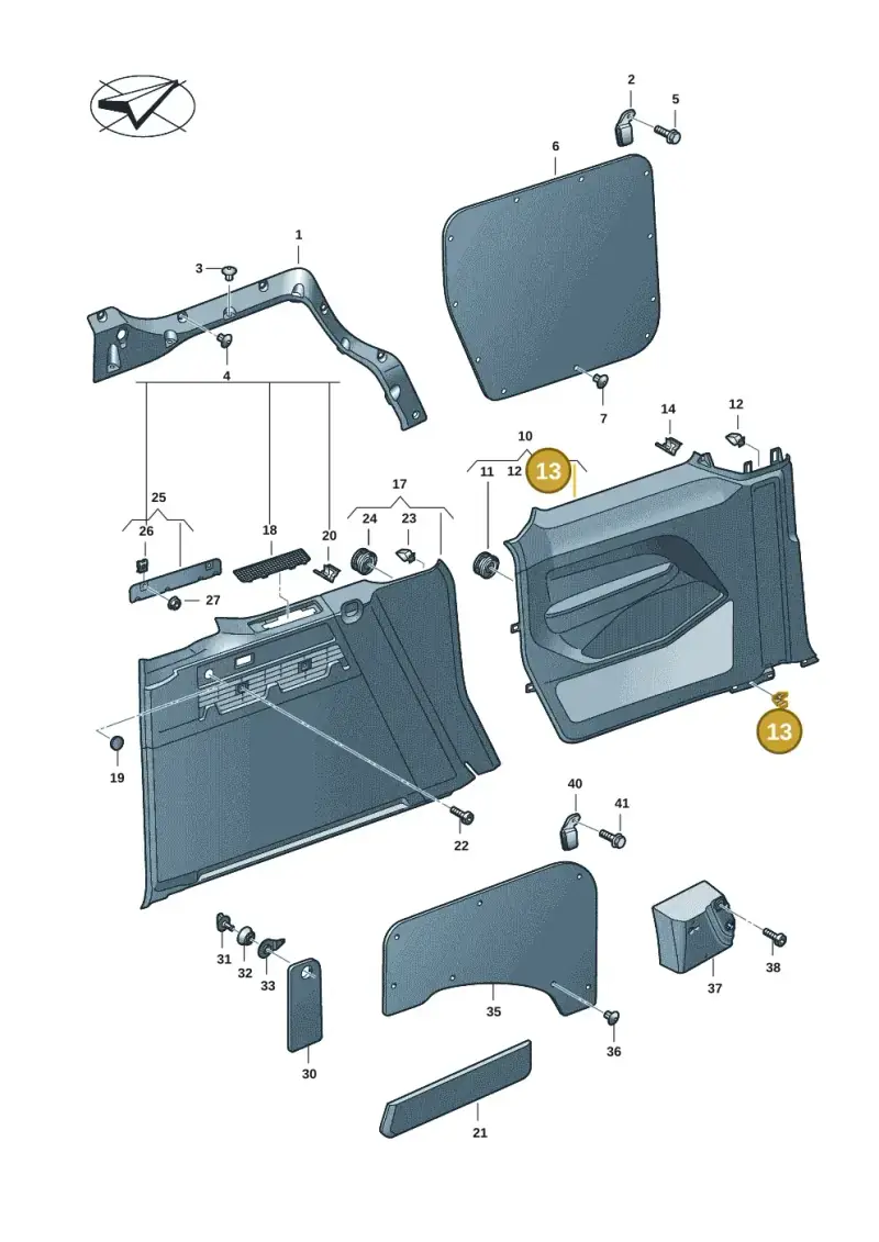 6N0867190A — Volkswagen Caddy Maxi Kombi (2020-2024) diagram 2ka867030, position 13