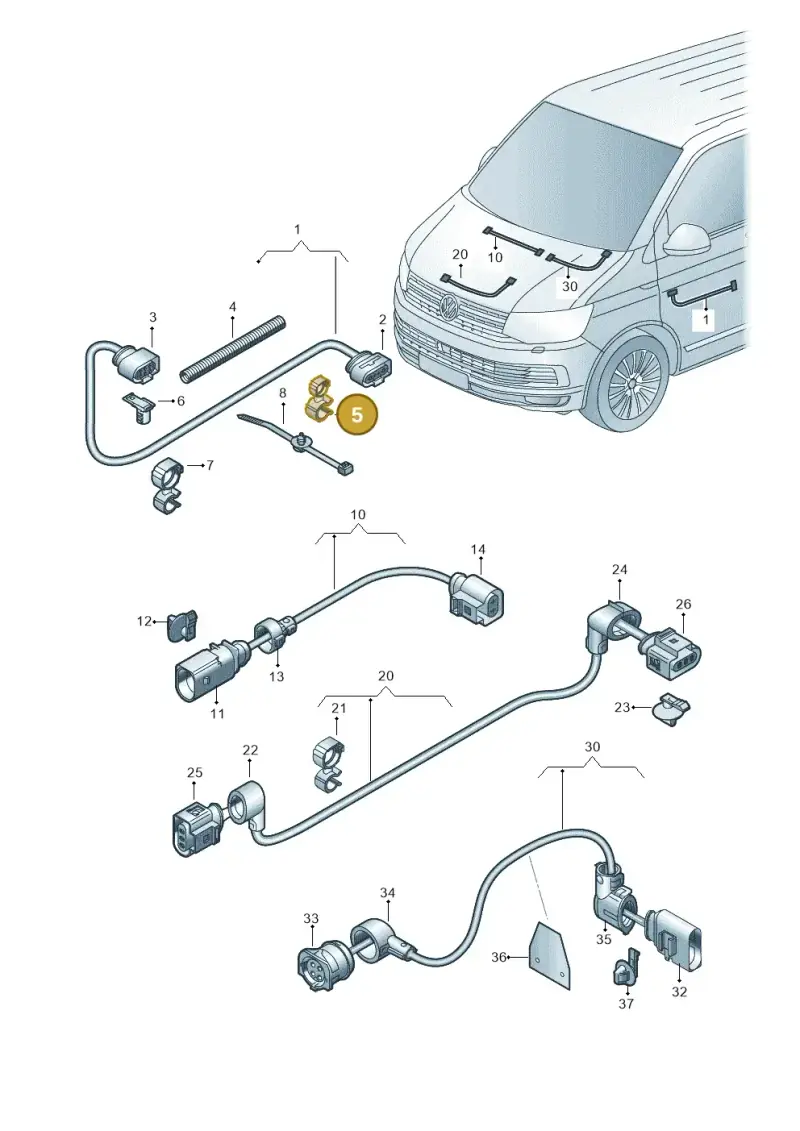 6N0971842B — Volkswagen Caravelle (2015-2019) diagram 861971300, position 5