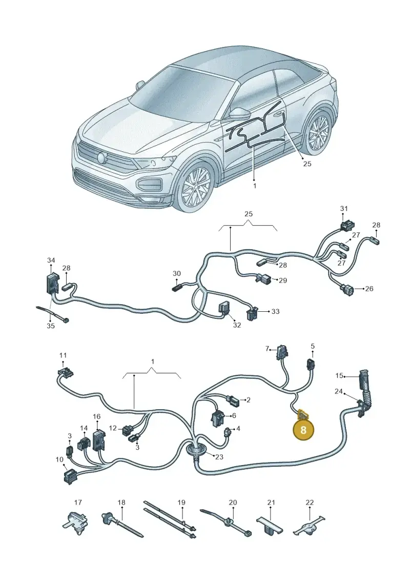 6N0972704 — Volkswagen T-Roc convertible 1.5 (2019-2024) diagram 2gk972033, position 8
