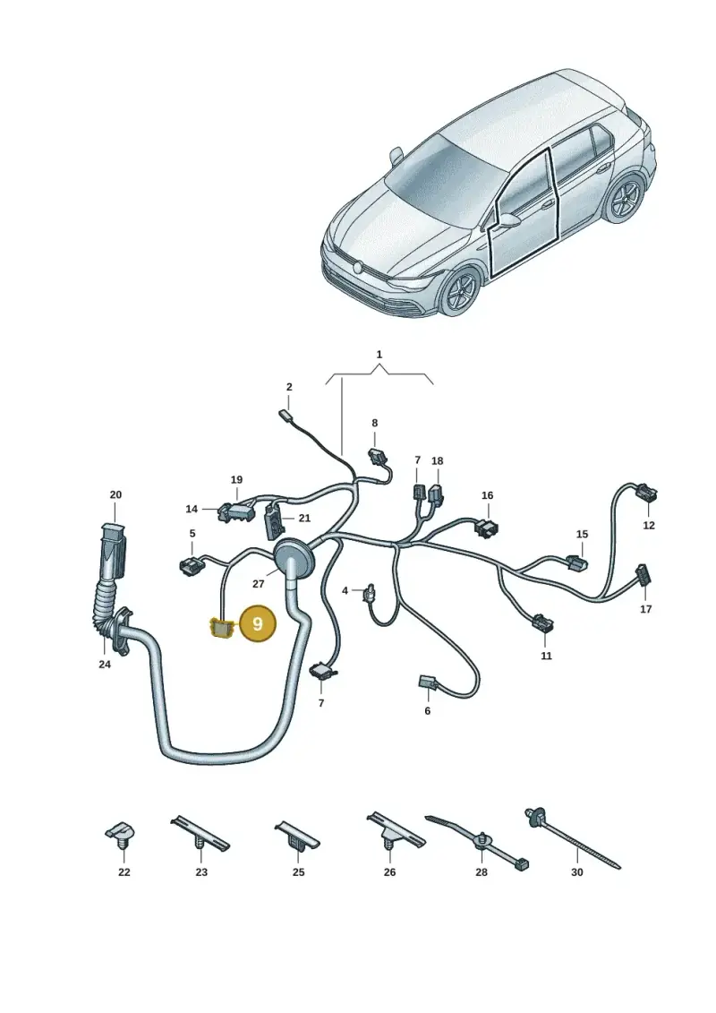 6N0972704 — Volkswagen Golf 2.0 BlueMotion (2019-2024) diagram 5h0972033, position 9