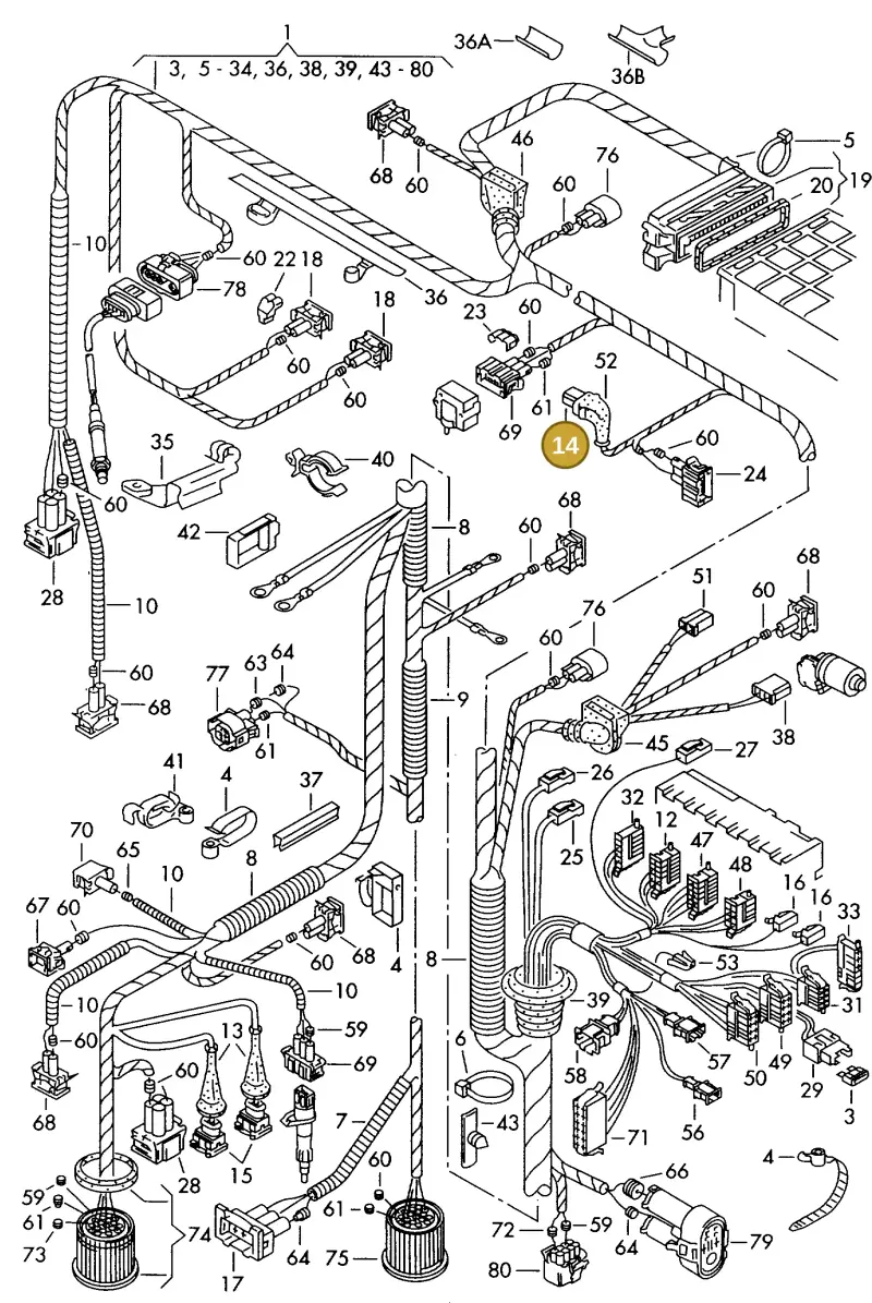 6N0973702 — Volkswagen GOLF CABRIO (2002-2002) diagram 159971460, position 14
