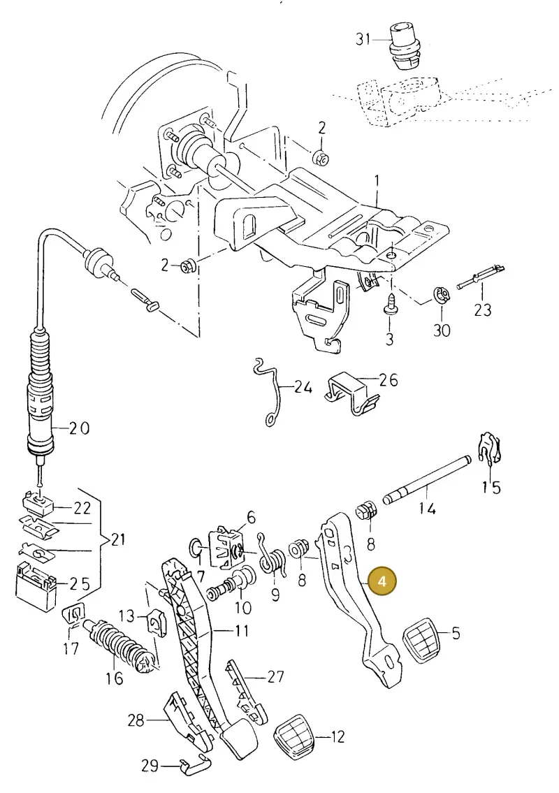 6N1721141A — Volkswagen Derby (MEX) (1994-1996) diagram 138721250, position 4