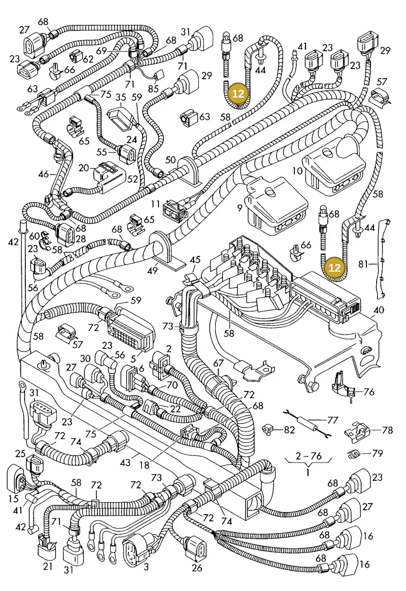 6N2971273A — Volkswagen Polo (2008-2009) diagram 225971800, position 12